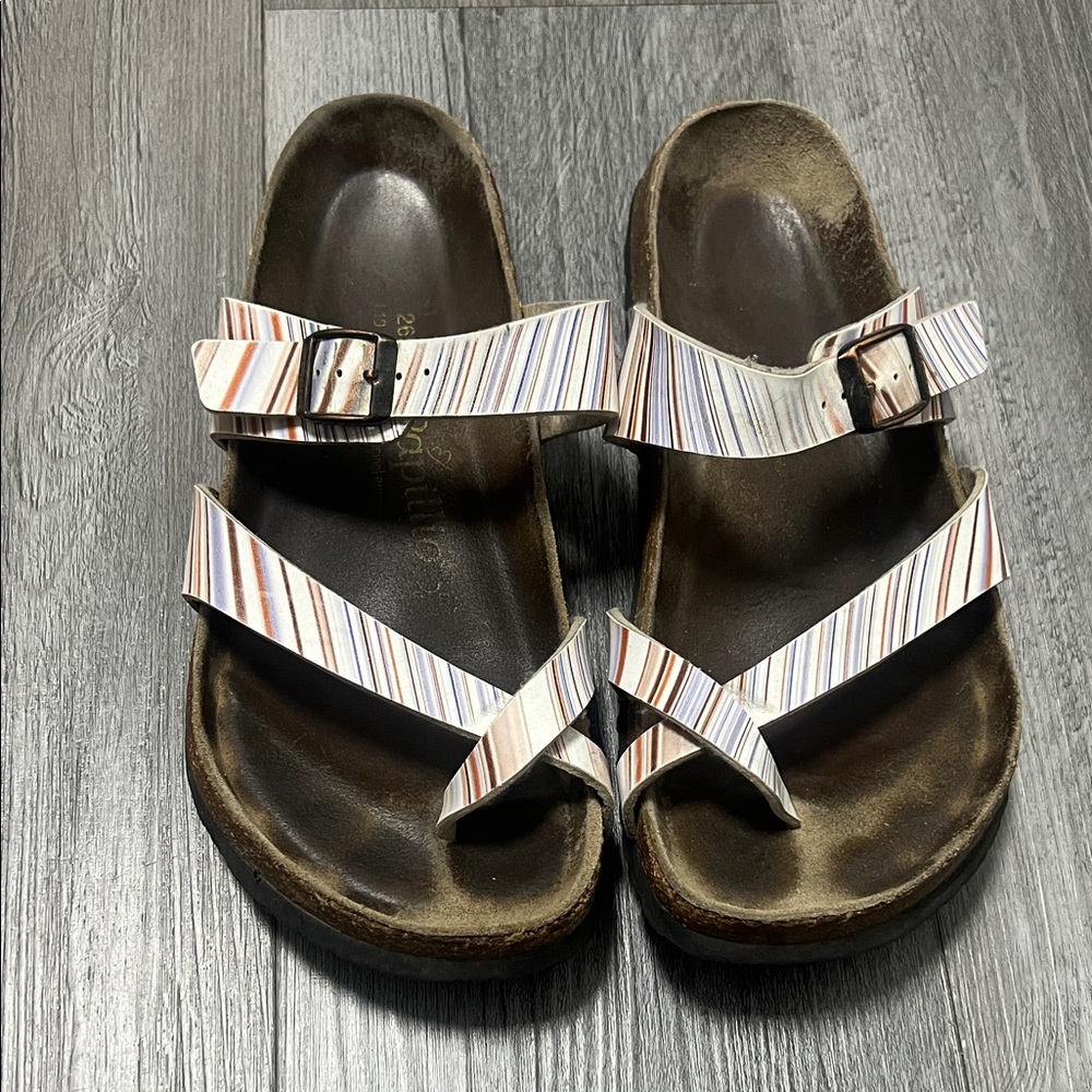 Birkenstocks Papillio Multicolor Striped Sandals/ size W10